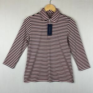 Renwick 3/4 Sleeve Performance Polo Shirt Pink/ Navy Blue R1073 Women's Size XS
